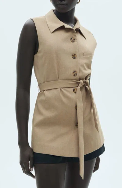 Mango Tie Waist Suit Vest In Beige