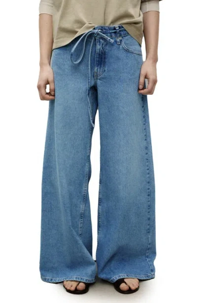 Mango Tie Waist Wide Leg Jeans