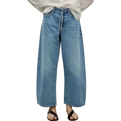 Mango Tie Waist Wide Leg Jeans