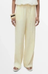 Mango Tie Waist Wide Leg Linen Pants