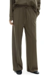 Mango Tie Waist Wide Leg Pants In Khaki