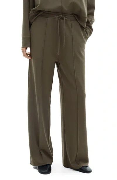 Mango Tie Waist Wide Leg Pants In Khaki
