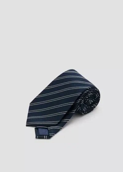 Mango Tie With Combined Stripes In Navy