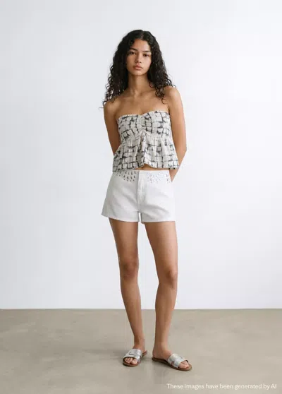 Mango Tie-dye Strapless Top In Metallic
