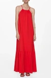 Mango Robe Longue Coton In Red