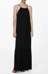 Mango Robe Longue Coton In Black