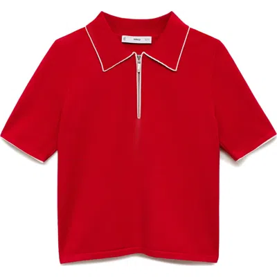 Mango Tipped Short Sleeve Polo Sweater