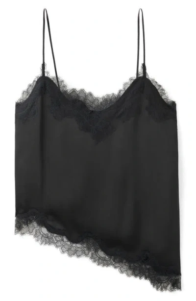 Mango Tity Lace Trim Camisole In Black