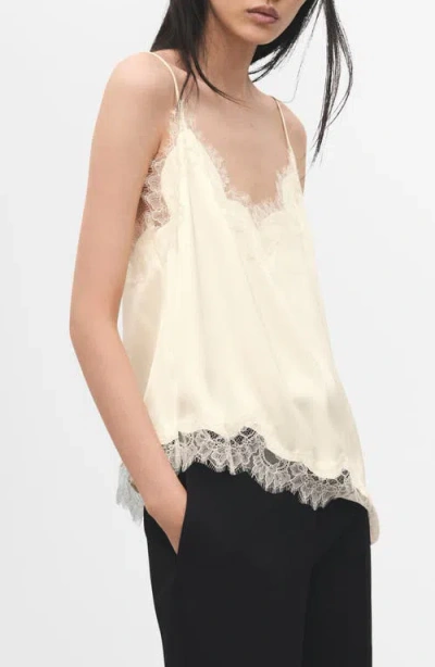 Mango Tity Lace Trim Camisole In White