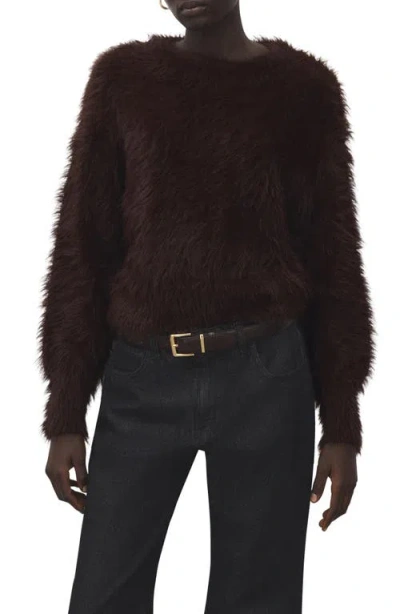 Mango Toby Faux Fur Sweater In Brown