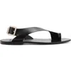 Mango Toe Loop Flat Sandal In Black