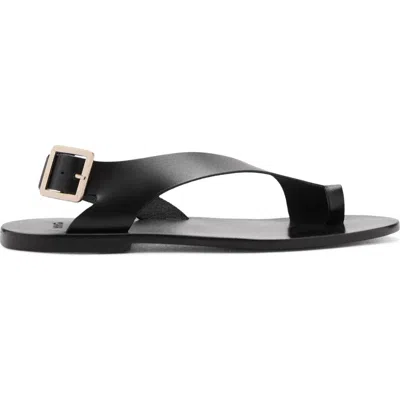 Mango Toe Loop Flat Sandal In Black