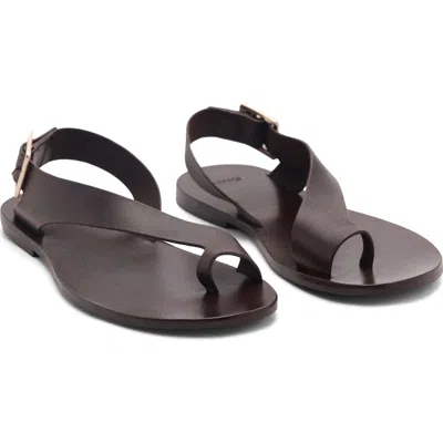 Mango Toe Loop Flat Sandal In Chocolate