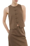 Mango Toggle Closure Vest In Brown