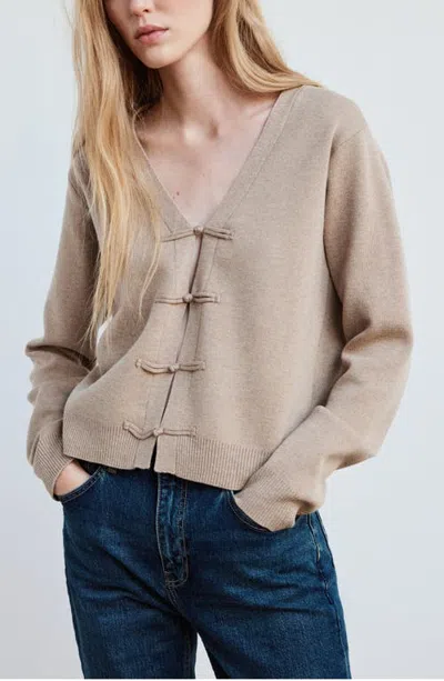 Mango Toggle Front Knit Cardigan In Animal Print