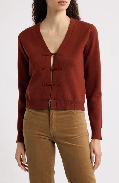 Mango Toggle Front Knit Cardigan In Red