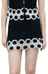 Mango Circular Print Crochet Skirt Black In Black