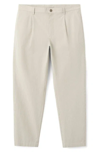 Mango Tonal Stripe Regular Fit Pants In Nude