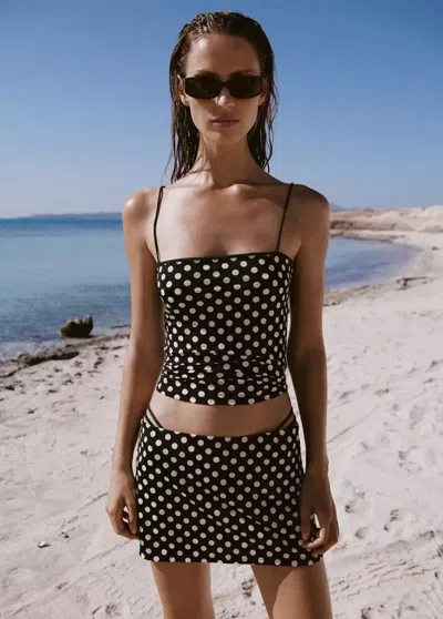 Mango Top À Bretelles À Pois In Black