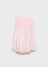 Mango Short Striped Balloon Effect Dress Pastel Pink
