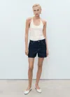Mango Halter Neck Top With Metallic Appliqués Ecru