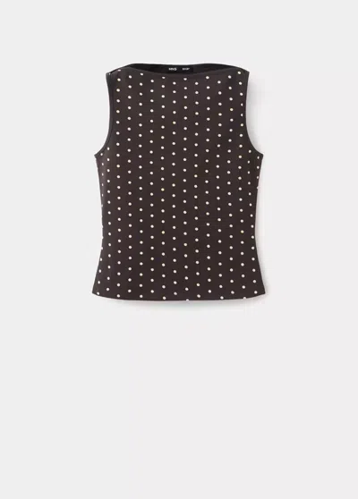 Mango Top Ajusté À Pois In Marron