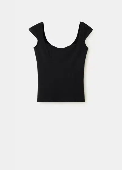 Mango Top Ajusté Col En V In Black