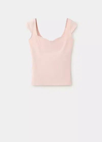 Mango Top Ajusté Col En V In Pink