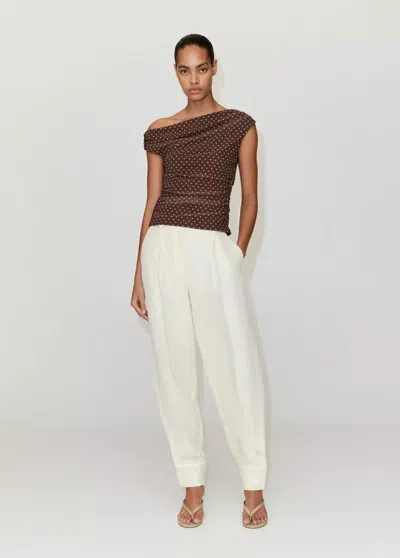 Mango Top Asymétrique À Pois In Brown