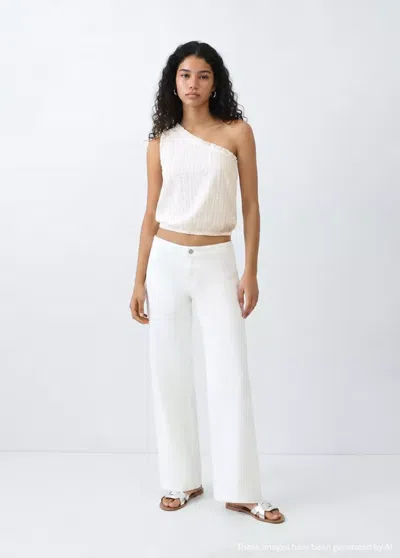 Mango Top Asymétrique Coton In White