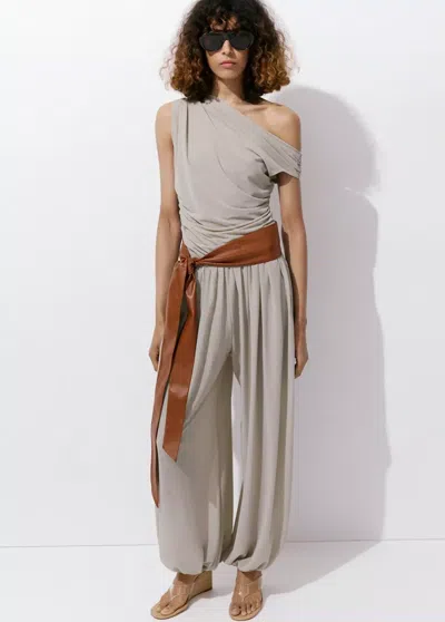 Mango Top Asymétrique Drapé In Neutral