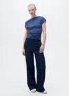 Mango Asymmetrical Draped Top Blue In Bleu