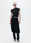 Mango Asymmetrical Draped Top Black In Noir