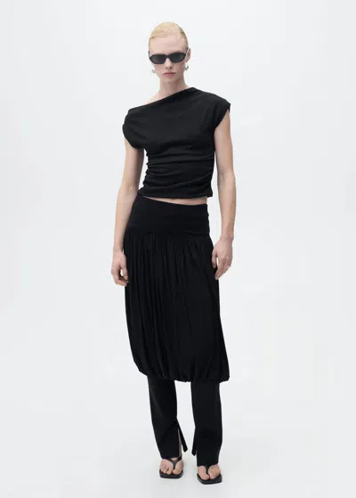 Mango Asymmetrical Draped Top Black In Noir