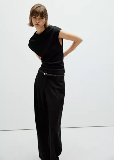 Mango Top Asymétrique Drapé In Noir