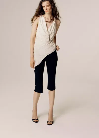 Mango Top Asymétrique En Dévoré In Écru