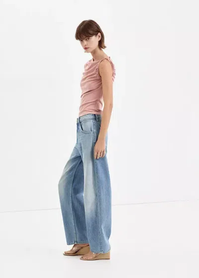 Mango Top Asymétrique Froncé In Pink