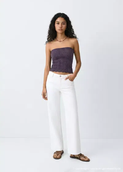 Mango Top Bandeau Métallisé In Purple