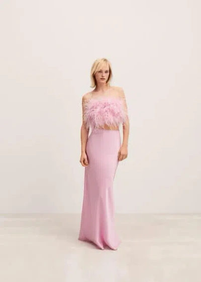Mango Feather Bandeau-style Top Pastel Pink