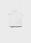 Mango Kids' Top With Swiss Embroidery Detail Off White In Blanc Cassé