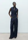 Mango Fitted Denim Top Open Blue In Open Blue