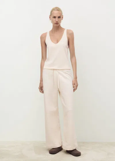 Mango Cotton V-neck Tank Top In White