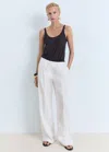 Mango Top Bretelles Lin Gris Anthracite - Femme - Xl -