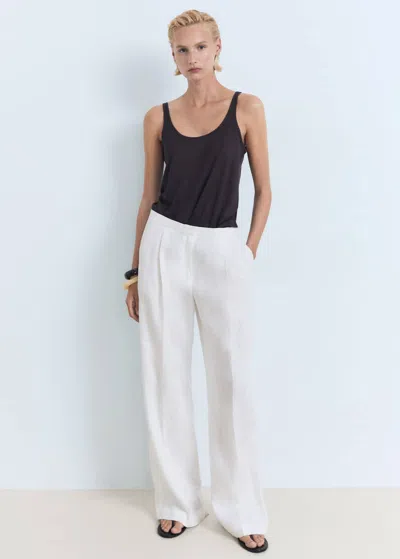 Mango Top Bretelles Lin Gris Anthracite - Femme - Xl -