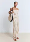 Mango Asymmetrical Strapless Top Ecru