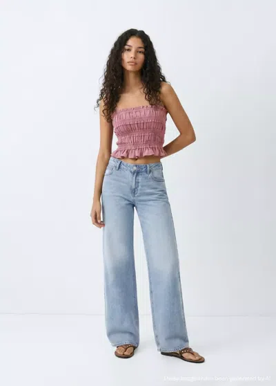 Mango Top Bustier Froncé In Purple