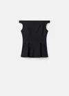 Mango Strapless Peplum Top Black In Black