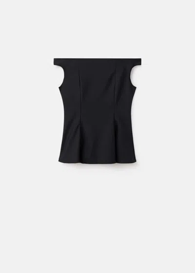 Mango Strapless Peplum Top Black