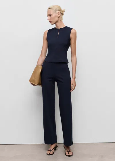 Mango Fitted Zip-up Top In Blue