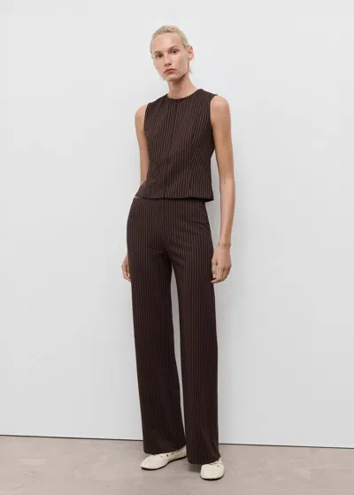Mango Fitted Zip-up Top In Brown